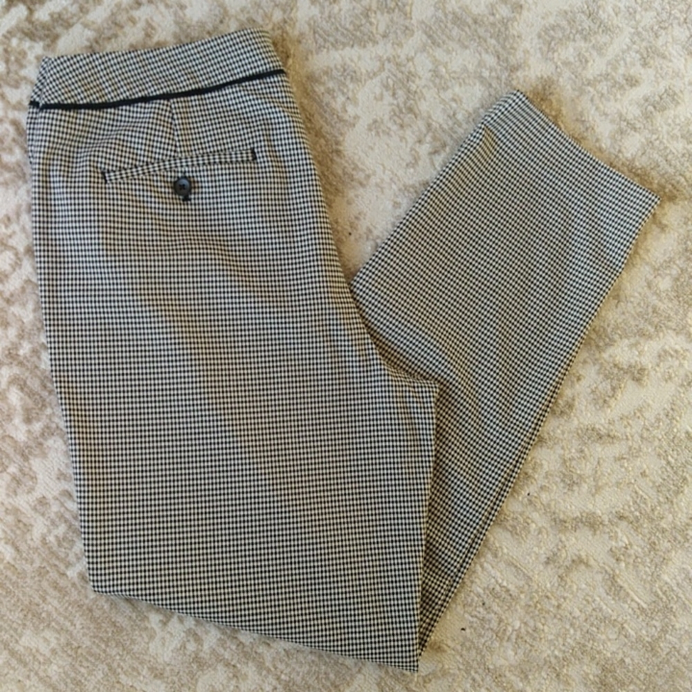 Talbots Heritage Houndstooth Viscose Pants 8 Black White